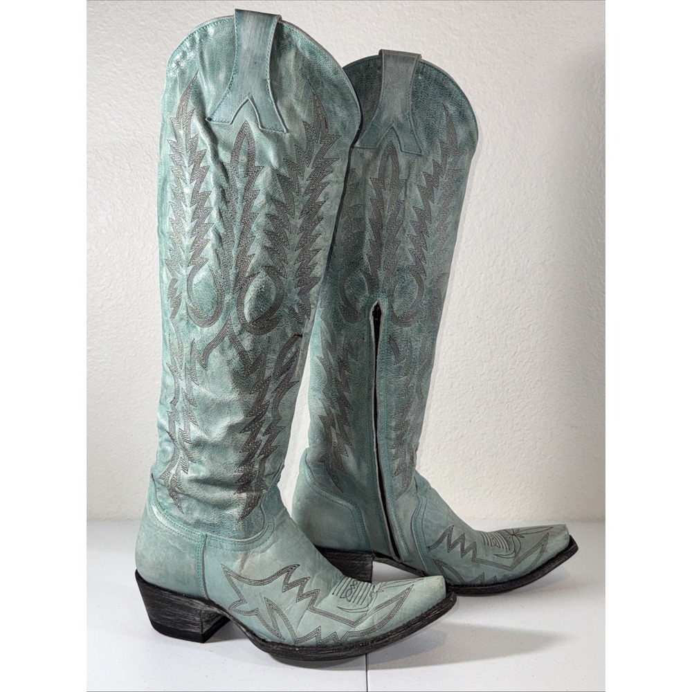 Old Gringo Mayra Bis Vesuvio Aqua Turquoise Tall 18" Cowboy Boots 7 B Line Dance